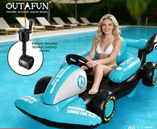 Load image into Gallery viewer, Inflatable Electric Floating Racing Raft with Propeller - Pool Water Entertainment Backrest Lounge Chair Float
