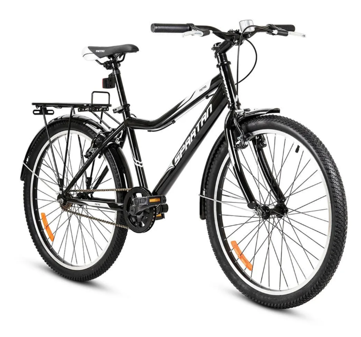Spartan Metro Bike 26 Inches, Lightweight Frame Single-Speed, 12 Years+, Black and White