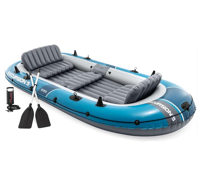 Intex Excursion Inflatable Boat Set 4 & 5-Person For Fishing & Adventure