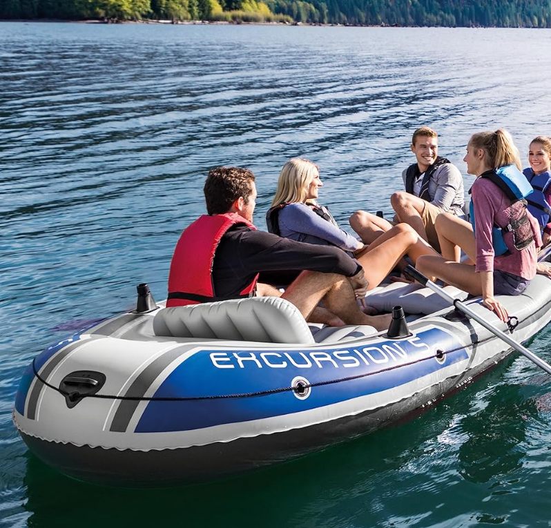 Intex Excursion Inflatable Boat Set 4 & 5-Person For Fishing & Adventure