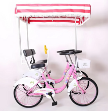 تحميل الصورة إلى عارض المعرض، Surrey Quadricycle paddle driving Tandem Bike with two seats canopy roof
