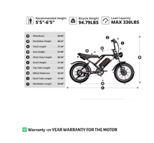 Load image into Gallery viewer, OOKTECH S8 Fat Tyre Mountain Electric Bike  48V 17.5Ah 1000W 55km Range 2025 new model
