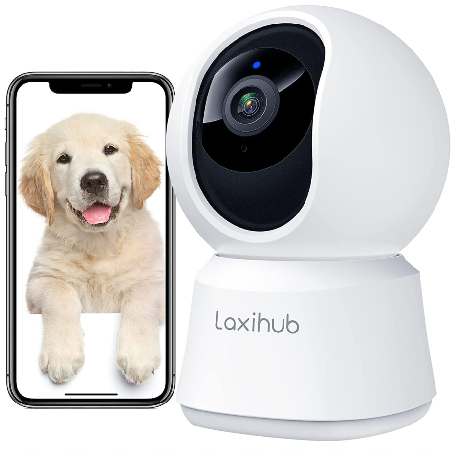 Laxihub P2 WHITE Smart indoor Night vision camera, Alexa, Google Assistant wifi