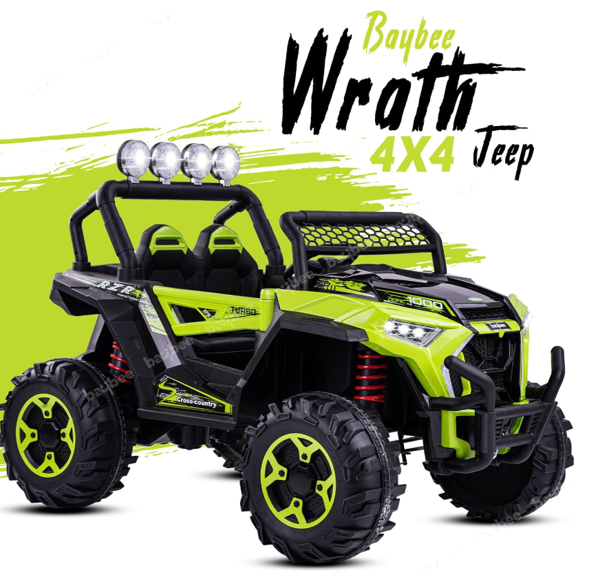 Off road Rover Battery Operated Ride on car Jeep for Kids Baby with R/C ,Boys & Girls Toys Age 2 to 8 Years (Green)