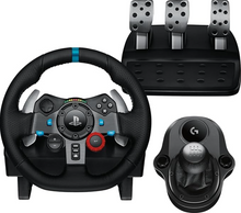 Load image into Gallery viewer, Driving Force Racing Wheel And Floor Pedals, Real Force Feedback, Leather Steering Wheel Cover
