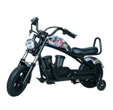 Load image into Gallery viewer, Kids Harley Style Electric Scooter With Training wheels– 180W Motor, 24V 5.2Ah 10–12KM Range, Age 3-10
