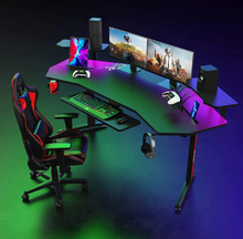 Load image into Gallery viewer, Gaming Desk Table With light, Computer Desk, Cup Holder and Headphone Hook Gamer Workstation
