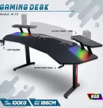 Load image into Gallery viewer, Gaming Desk Table With light, Computer Desk, Cup Holder and Headphone Hook Gamer Workstation
