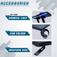 Load image into Gallery viewer, Gaming Desk Table With light, Computer Desk, Cup Holder and Headphone Hook Gamer Workstation
