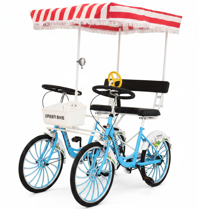 Quadricycle 2-Seater Canopy Bike for Leisure & events ,Rentals with 4 Tyres
