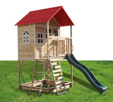 Load image into Gallery viewer, Classic Wooden Playhouse kids outdoor play
