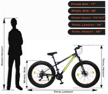 تحميل الصورة إلى عارض المعرض، Vaux Joggers Fat Bike Cycle for Boys 12+ Years &amp; Men- 21 Speed Shimano Gear
