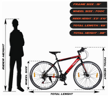 تحميل الصورة إلى عارض المعرض، Vaux Swifter-Pro Hybrid Cycle for Men with Dual Disc Brake, 21 Speed Alloy Rims 700Cx35 Thin Tyre
