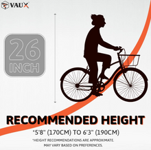Load image into Gallery viewer, Vaux Comfort City 26" Bicycle with Basket &amp; Carrier
