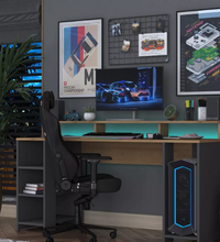 Load image into Gallery viewer, Gaming Desk with LED Color-Changing Shelf, Computer Desk
