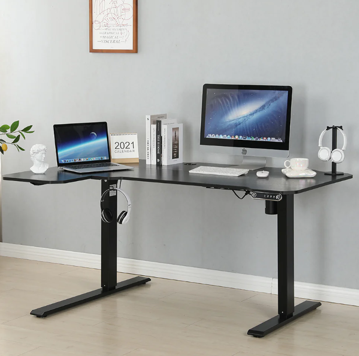 L-Shaped Electric Standing Desk,59 Inches Height Adjustable Stand up Table,Sit Stand Computer Desk with 4 Memory Settings