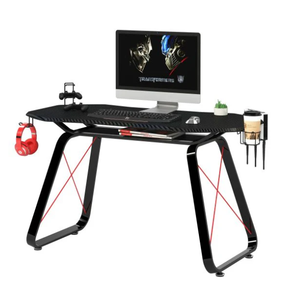 Carbon Fiber PVC & MDF Gaming Table - Black