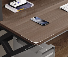 Load image into Gallery viewer, Executive Industrial Computer Desk, Gaming Desk Metal and Wood, Home or Office Desk, with Storage Shelves
