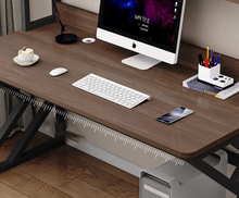 Load image into Gallery viewer, Executive Industrial Computer Desk, Gaming Desk Metal and Wood, Home or Office Desk, with Storage Shelves
