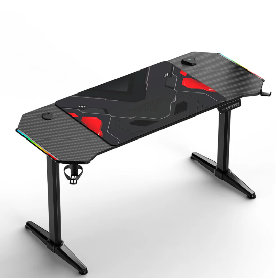 Electric Standing Desk,47 Inch RGB Lights Gaming Computer Desk, Gamer Desk Workstation with Free Mouse Pad（60 * 56cm）,Black