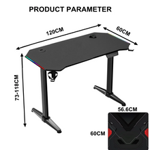 Load image into Gallery viewer, Electric Standing Desk,47 Inch RGB Lights Gaming Computer Desk, Gamer Desk Workstation with Free Mouse Pad（60 * 56cm）,Black
