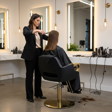 Load image into Gallery viewer, Professional Luxury All-in-One Styling Chair – Black &amp; Gold Edition
