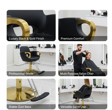 Load image into Gallery viewer, Professional Luxury All-in-One Styling Chair – Black &amp; Gold Edition
