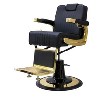 Load image into Gallery viewer, Luxury Classic Barber Chair – Gold Frame &amp; Black Leather
