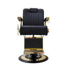 Load image into Gallery viewer, Luxury Classic Barber Chair – Gold Frame &amp; Black Leather
