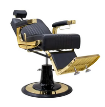 Load image into Gallery viewer, Luxury Classic Barber Chair – Gold Frame &amp; Black Leather

