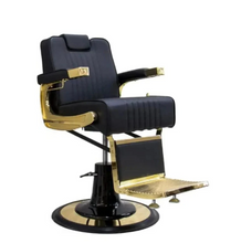 Load image into Gallery viewer, Luxury Classic Barber Chair – Gold Frame &amp; Black Leather
