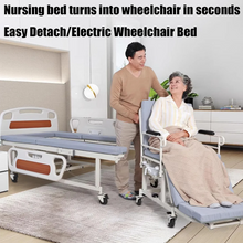 Load image into Gallery viewer, Electric Manual Home Nursing Bed with Built-in Wheelchair
