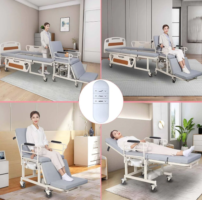 Electric Manual Home Nursing Bed with Built-in Wheelchair