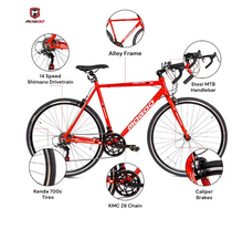 Load image into Gallery viewer, Mogoo Rapid 700C Road Bike | 14 Speed Shimano Drivetrain | Lightweight Aluminum Alloy Frame Kenda Tires
