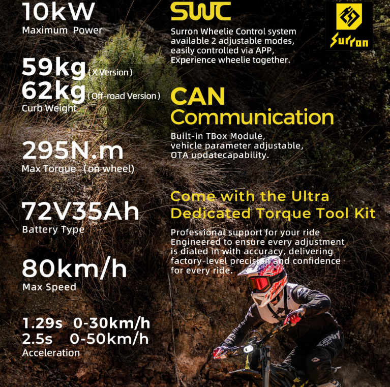 2026 NEW Surron Light Bee X Electric Bike-Upgraded 10kw motor and Battery 72V 35Ah