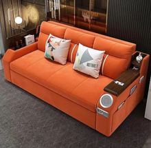 تحميل الصورة إلى عارض المعرض، Smart 2-in-1 Extendable Sofa Bed with Storage &amp; Bluetooth
