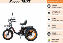 تحميل الصورة إلى عارض المعرض، Kugoo Adults Electric Trike 48V 15Ah 750W
