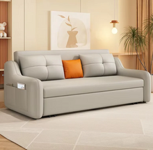 Load image into Gallery viewer, Modern leather sofa bed dual-purpose living room cream simple small apartment multi-functional storage
