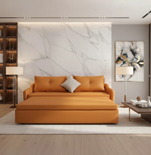 Load image into Gallery viewer, Modern leather sofa bed dual-purpose living room cream simple small apartment multi-functional storage
