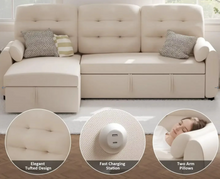 Load image into Gallery viewer, Sectional Sofa Couch Sleeper Sofa Bed with Reversible Storage Chaise Pull Out Couch

