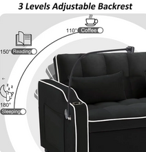 Load image into Gallery viewer, Sleeper Sofa Couch Bed 3 in 1 , Velvet Convertible Loveseat Sleeper Sofa Bed, Pull Out Sofa Bed With USB Port
