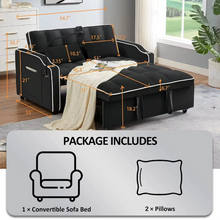 Load image into Gallery viewer, Sleeper Sofa Couch Bed 3 in 1 , Velvet Convertible Loveseat Sleeper Sofa Bed, Pull Out Sofa Bed With USB Port
