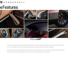 تحميل الصورة إلى عارض المعرض، Vanderhall Carmel Luxury Three-Wheel Roadster 185Hp 136Kw 280Nm 1.5L 4 Cylinder
