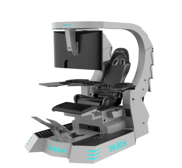 Ingrem 3-Monitor Electric Massage Gaming Chair & Racing Cockpit