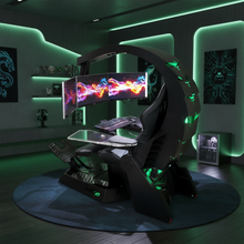تحميل الصورة إلى عارض المعرض، Reclining Zero Gravity Computer Workstation-Heat Massage, RGB Swivel, Foot Rest
