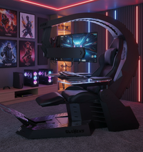تحميل الصورة إلى عارض المعرض، Reclining Zero Gravity Computer Workstation-Heat Massage, RGB Swivel, Foot Rest
