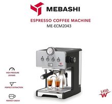 Load image into Gallery viewer, MEBASHI Espresso Coffee Machine - 15 Bar, 1.7L Capacity, Stainless Steel
