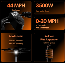 تحميل الصورة إلى عارض المعرض، Apollo Phantom  Electric Scooter -Space Gray 52V 1750W Dual
