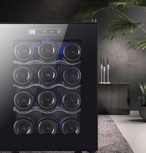 تحميل الصورة إلى عارض المعرض، 12-Bottle Electronic Wine &amp; Beverage Cooler – Constant Temperature Mini Fridge for Home or Hotel
