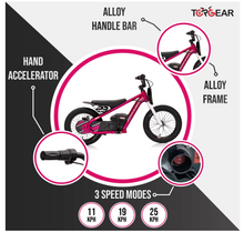 تحميل الصورة إلى عارض المعرض، Top Gear TG75 Dirt Rocket electric-powered dirt bike with motocross geometry For kids 6-12 Years

